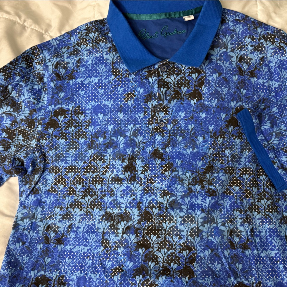Robert Graham Blue Patterned Men's Polo Shirt